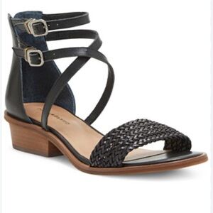 LUCKY BRAND Skippir Ankle Strap Heeled Sandals, Black (Size 9.5 M)